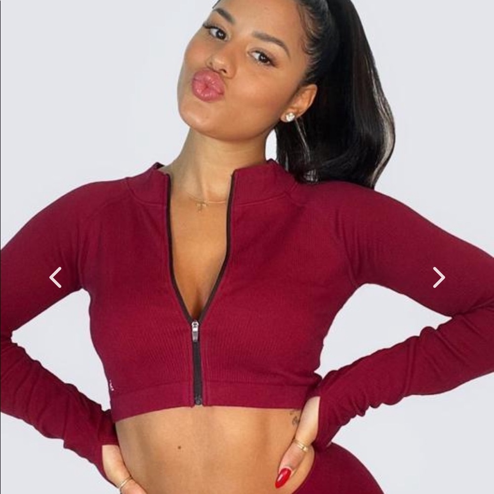 Workouts by Katya Ribbed Burgundy Set